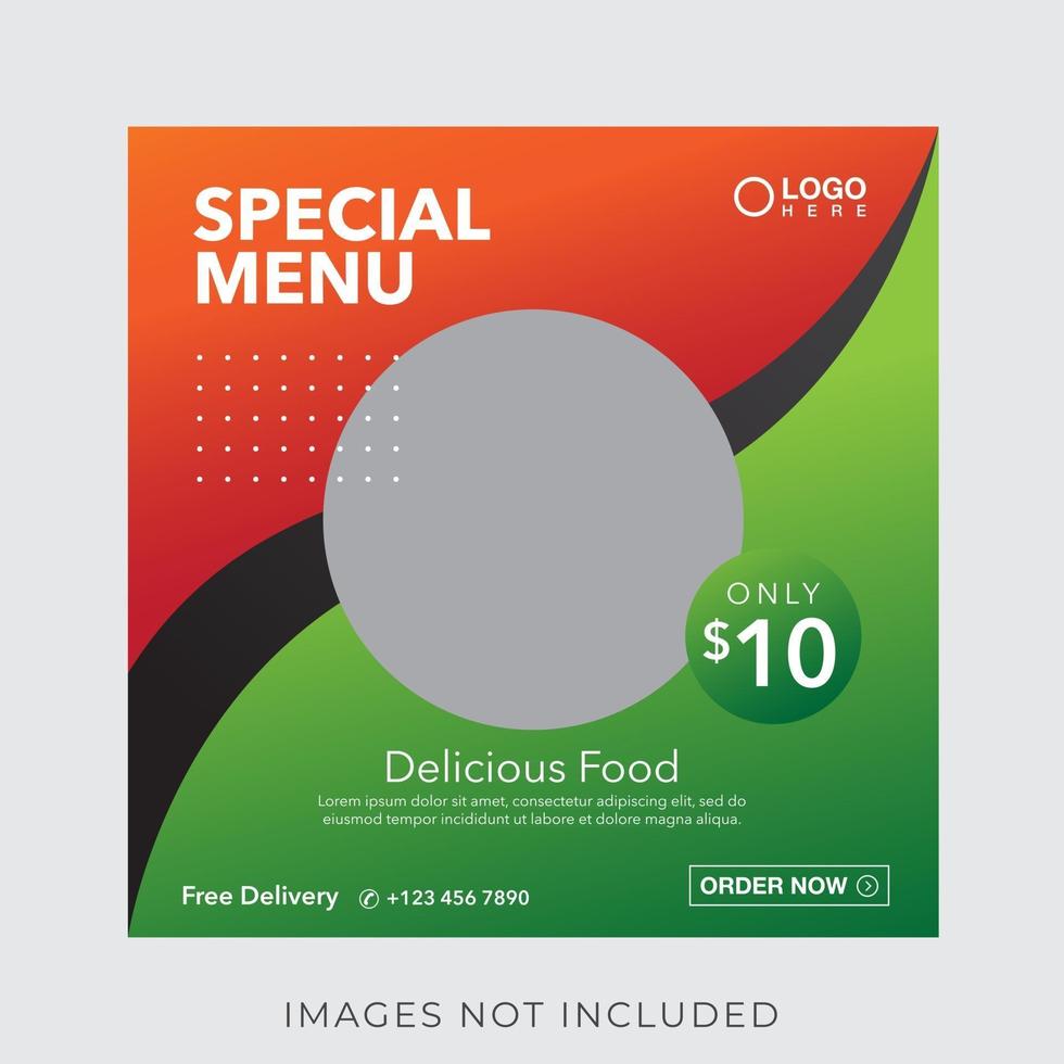 food culinary menu banner for social media post template vector