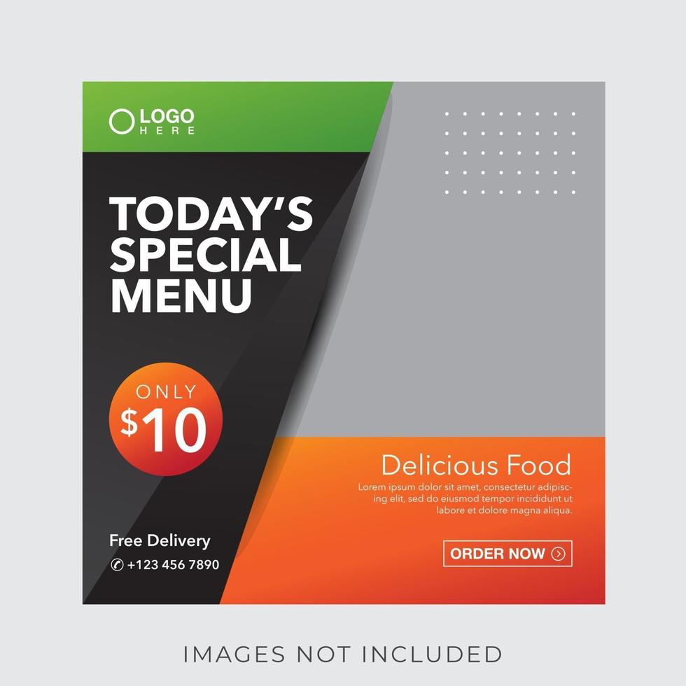 food culinary menu banner for social media post template vector