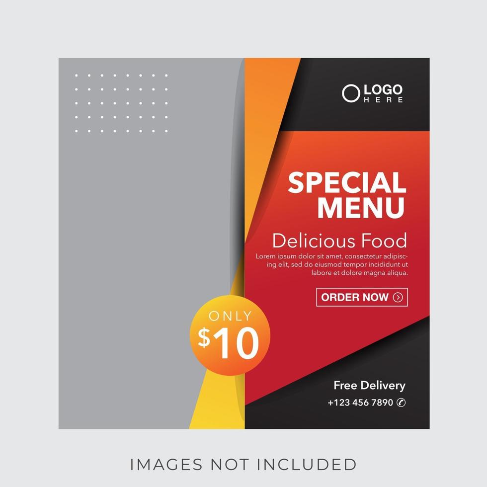 food culinary menu banner for social media post template vector