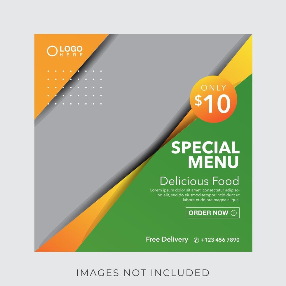 food culinary menu banner for social media post template vector