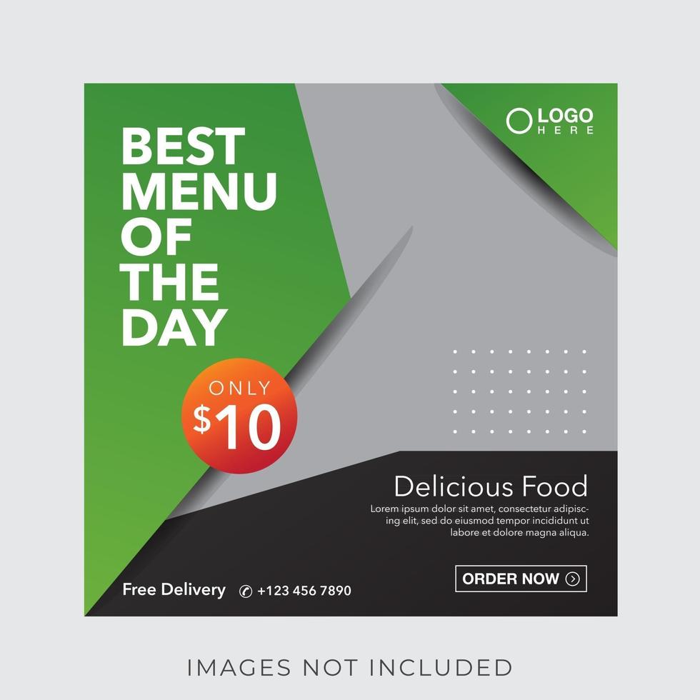 food culinary menu banner for social media post template vector