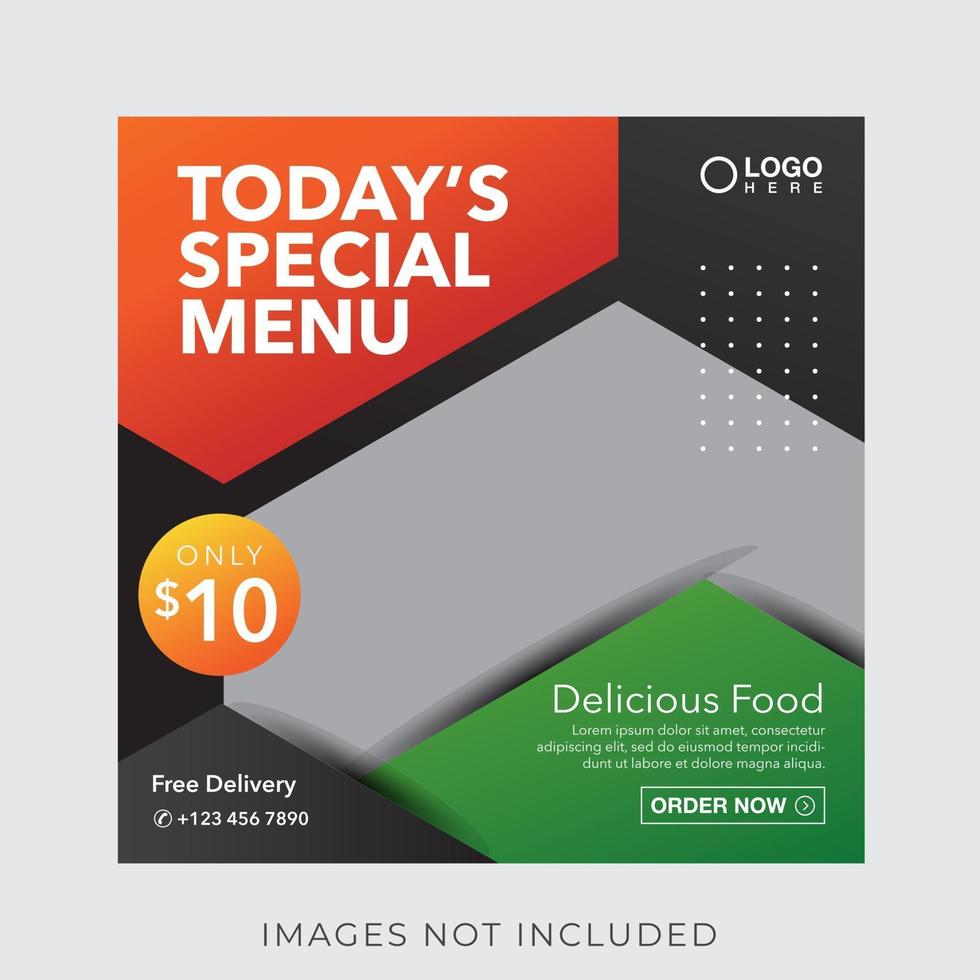 food culinary menu banner for social media post template vector