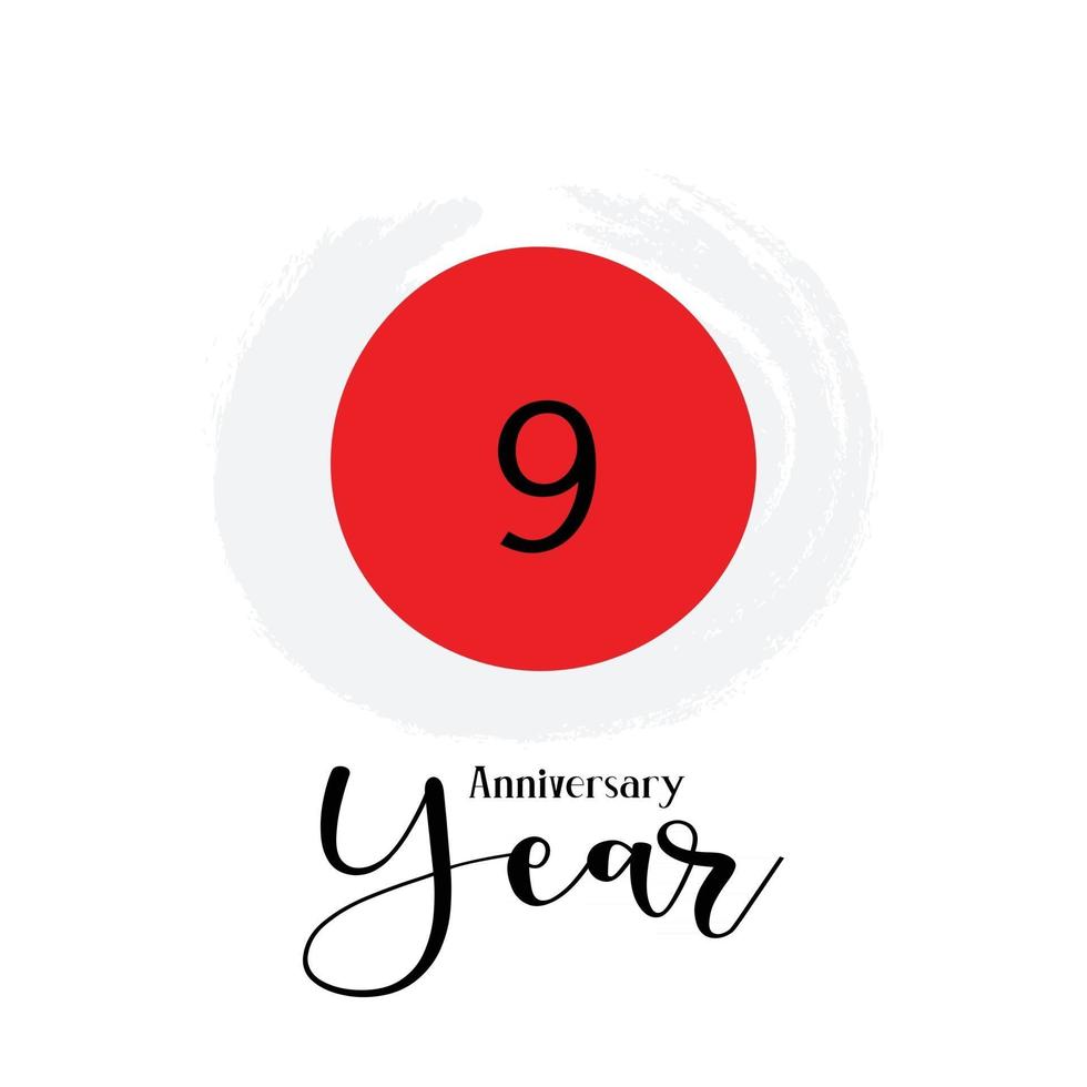 Color del logotipo de aniversario de 9 años para celebración vector