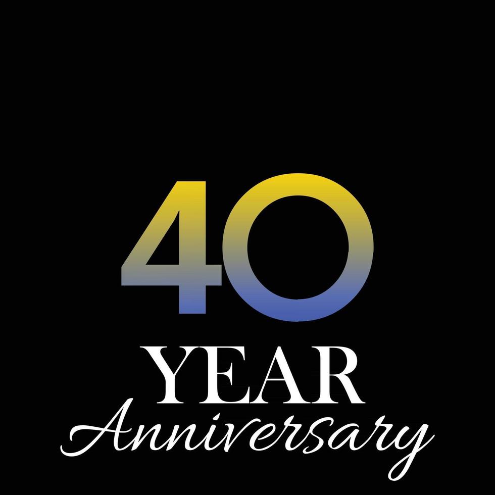 40 Year Anniversary Logo Vector Template Design Illustration Color