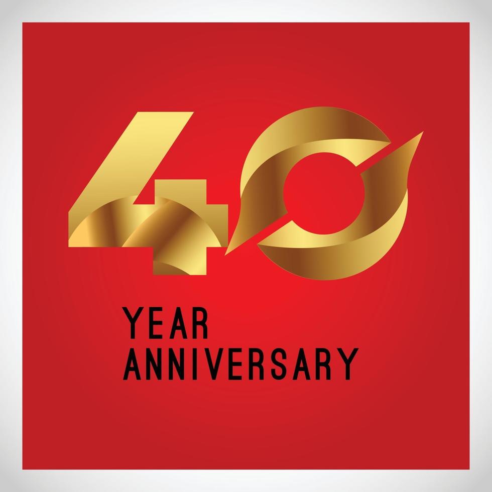 40 Year Anniversary Logo Vector Template Design Illustration Color