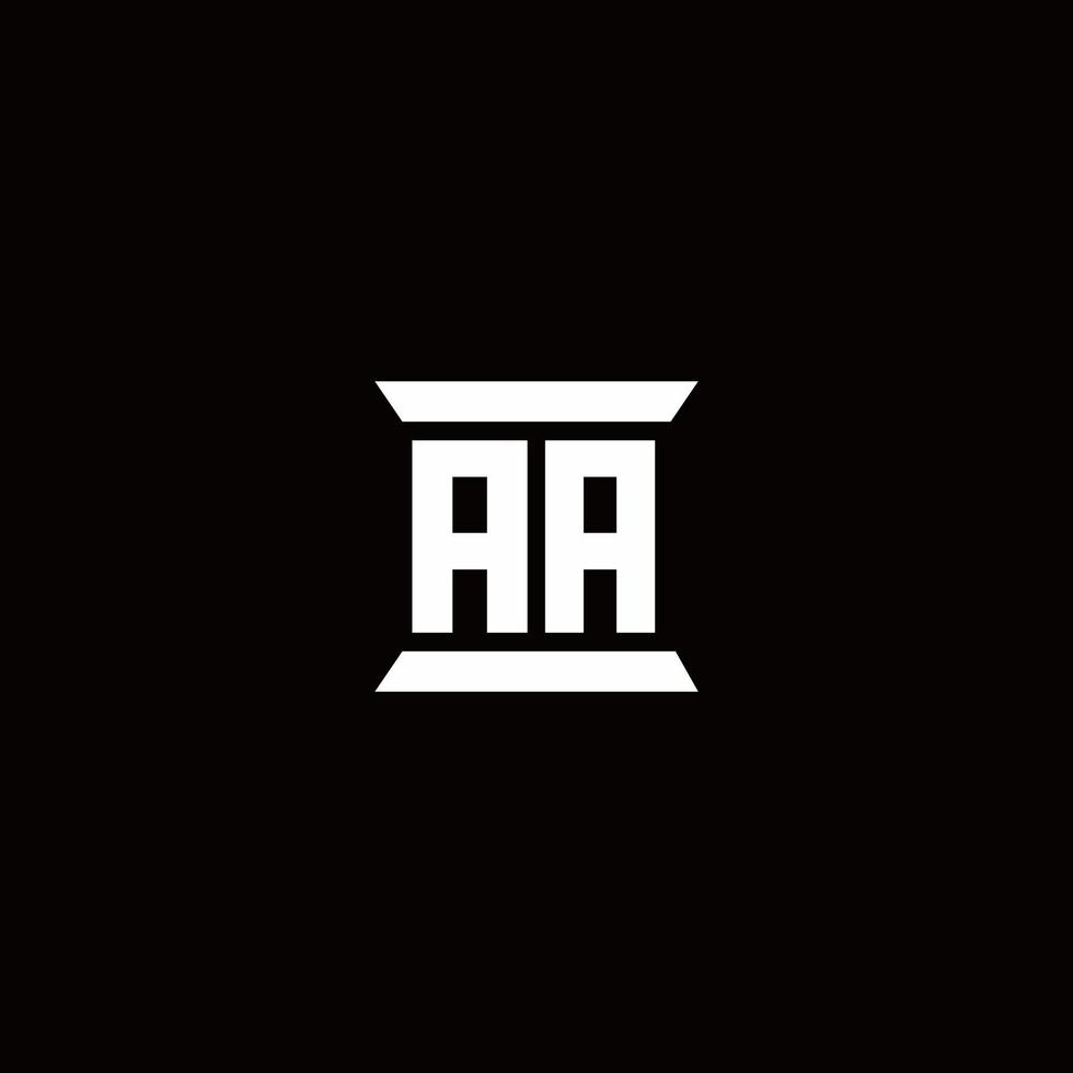 aa logo monograma con plantilla de diseños de forma de pilar vector