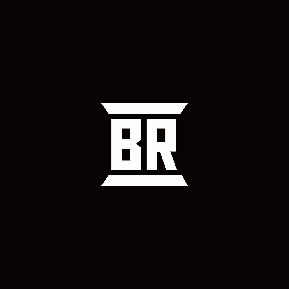 br logo monograma con plantilla de diseños de forma de pilar vector