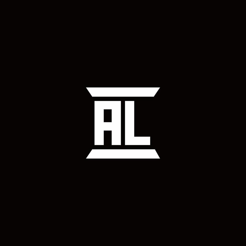 AL Logo monogram with pillar shape designs template vector