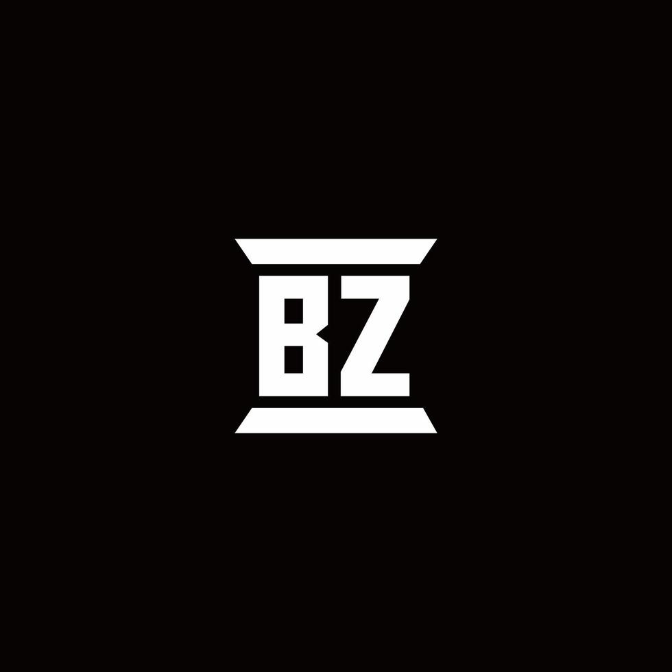 monograma del logotipo de bz con plantilla de diseños de forma de pilar vector