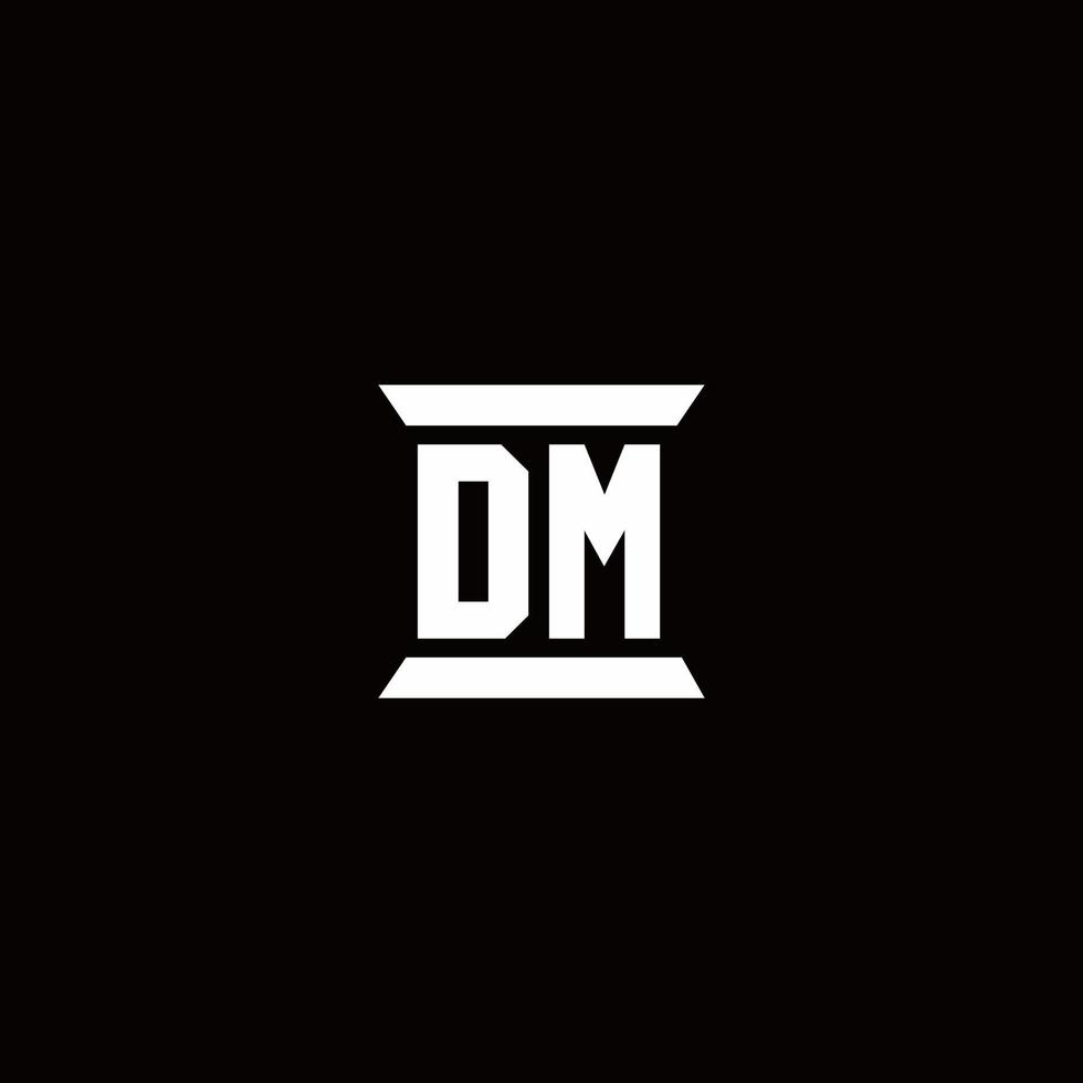 monograma de logotipo dm con plantilla de diseños de forma de pilar vector