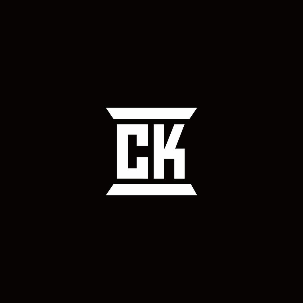 monograma del logotipo de ck con plantilla de diseños de forma de pilar vector