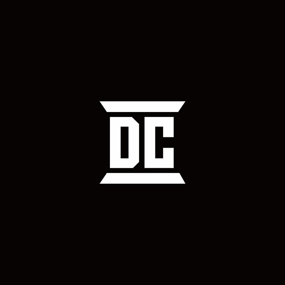 Monograma del logotipo de DC con plantilla de diseños de forma de pilar vector