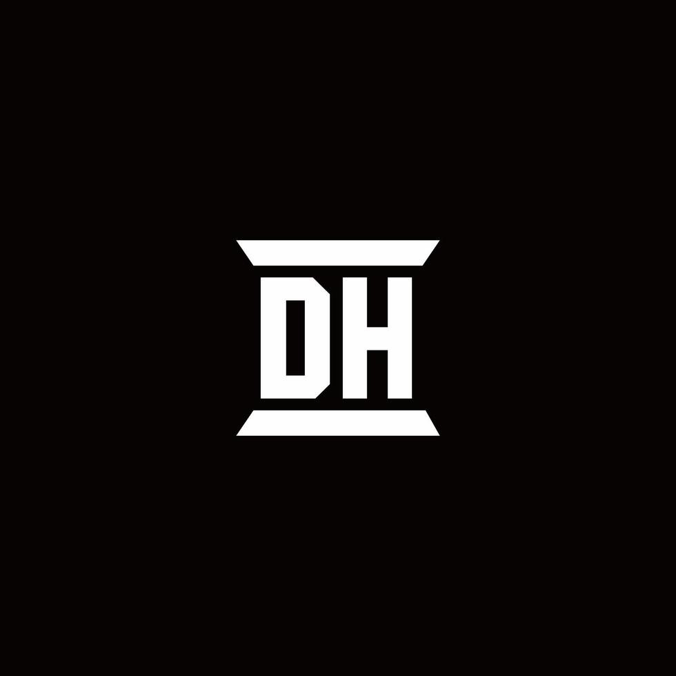 dh logo monogram con plantilla de diseños de forma de pilar vector