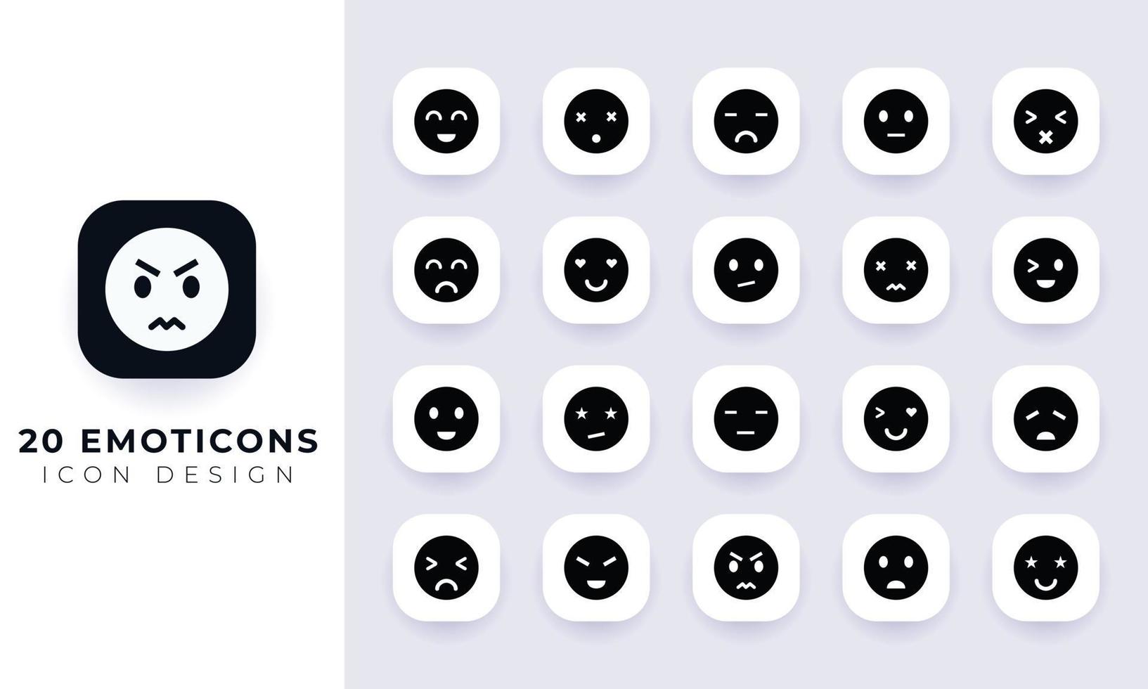 Minimal flat emoticons icon pack. vector