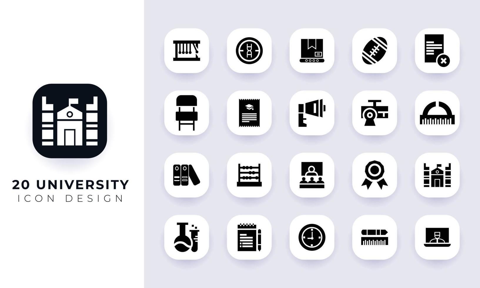 Minimal flat university icon pack. vector