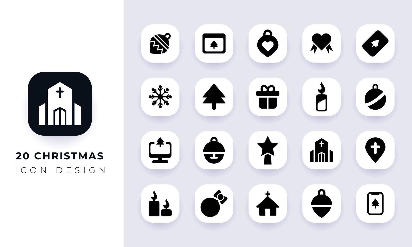 paquete de iconos de navidad plano mínimo. vector