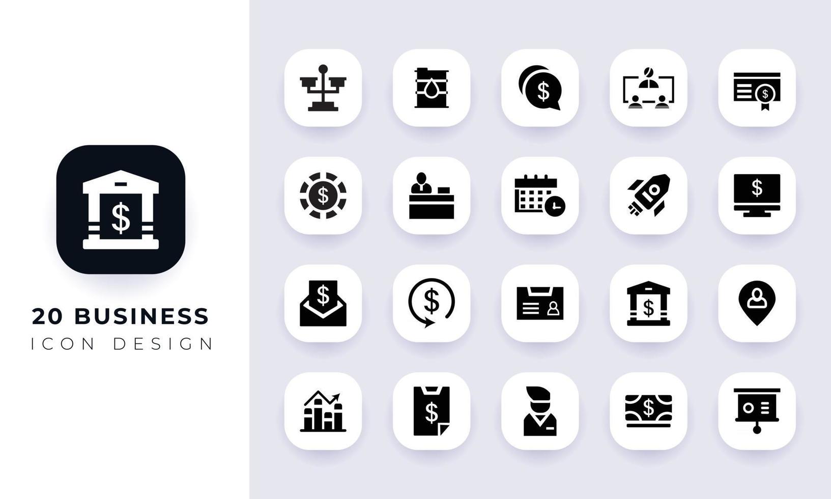 Minimal flat business icon pack. vector