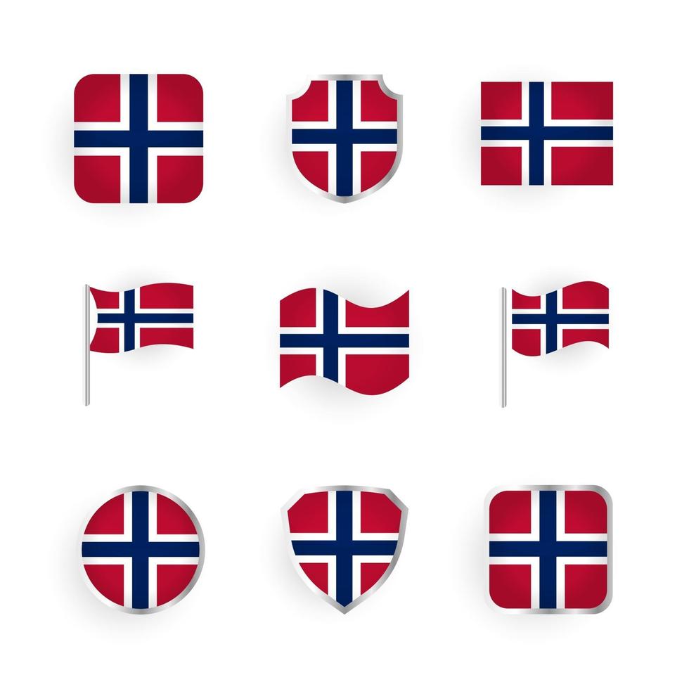 conjunto de iconos de bandera de noruega vector