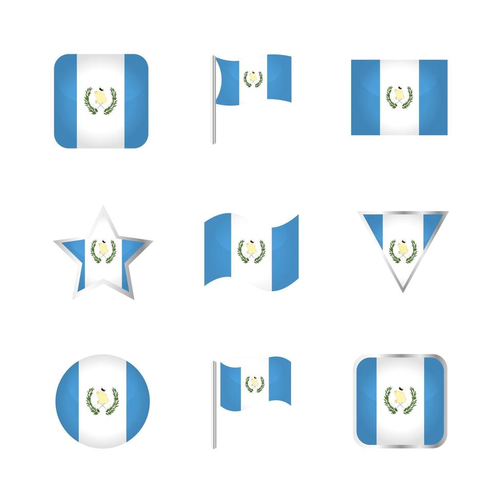 conjunto de iconos de bandera de guatemala vector