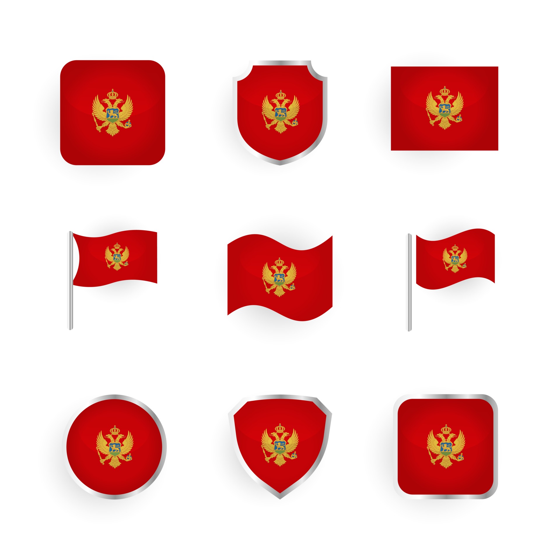 Montenegro Flag Icons Set 2964056 Vector Art at Vecteezy