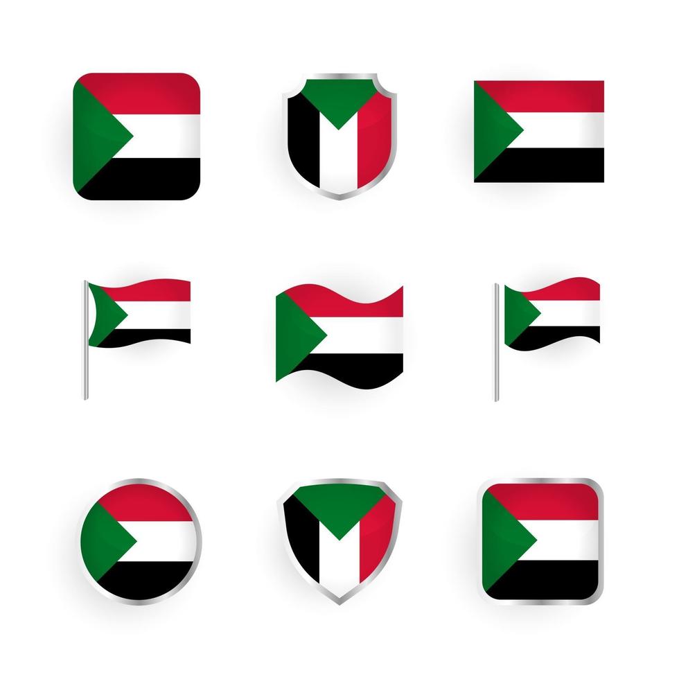 Sudan Flag Icons Set vector