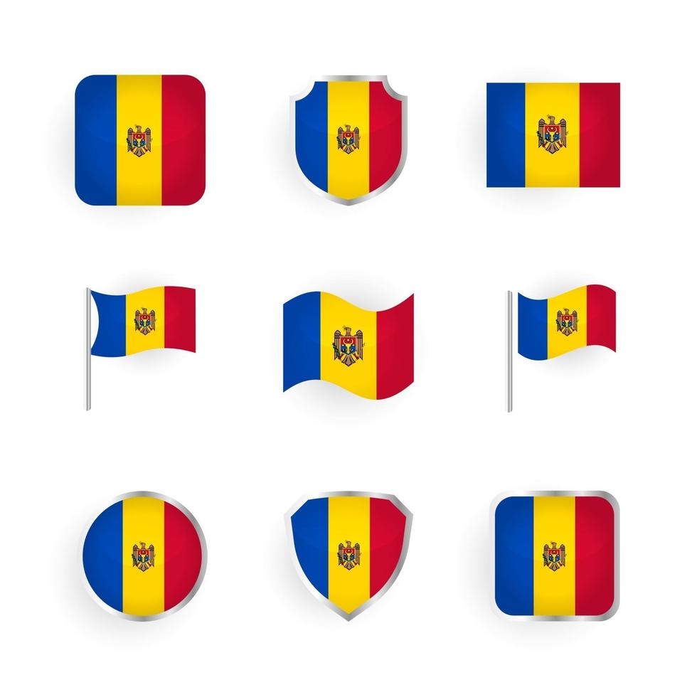 conjunto de iconos de bandera de moldavia vector