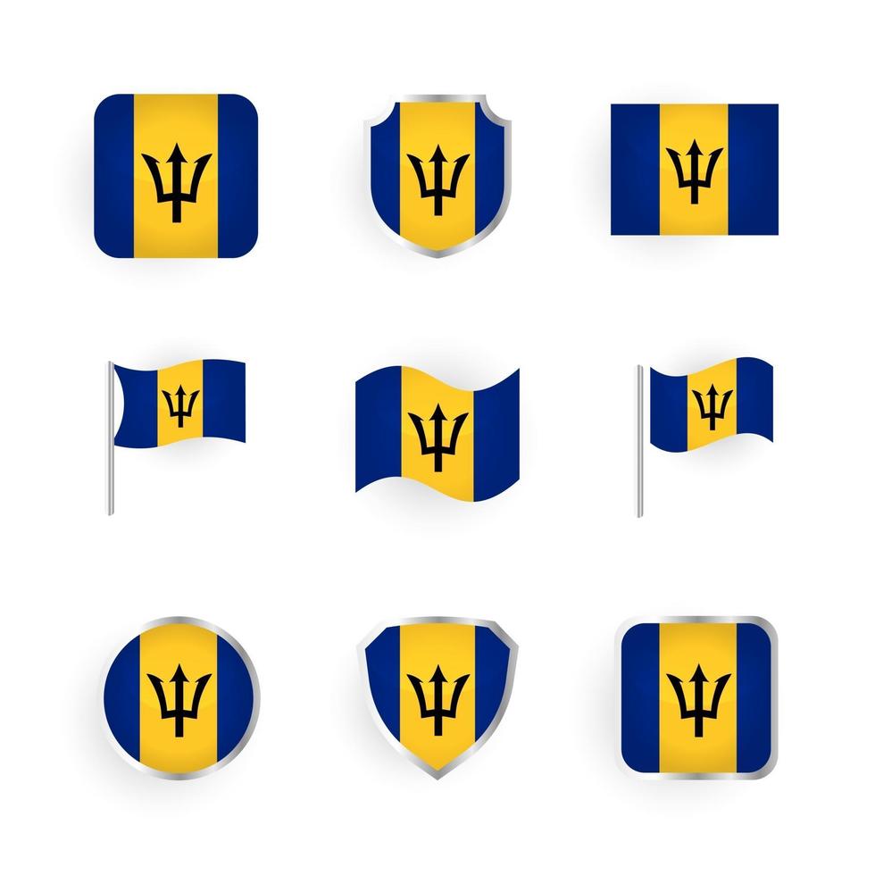 Barbados Flag Icons Set vector