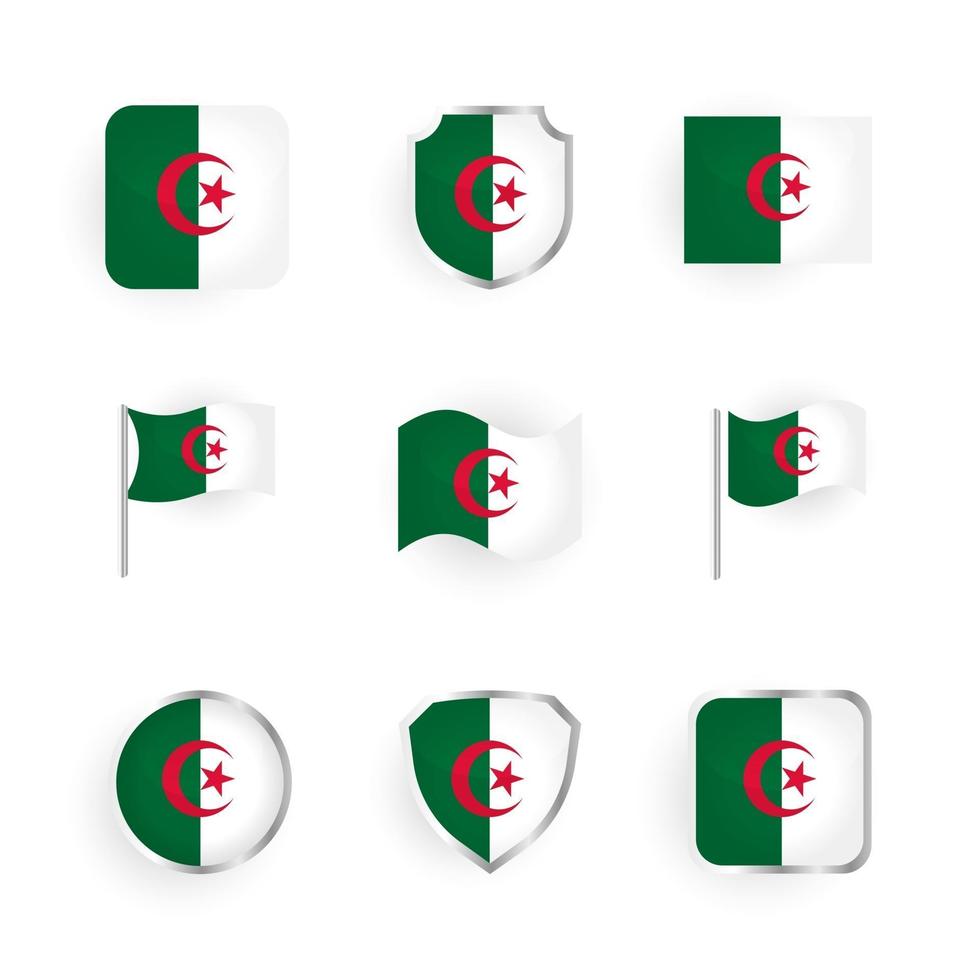 conjunto de iconos de bandera de argelia vector