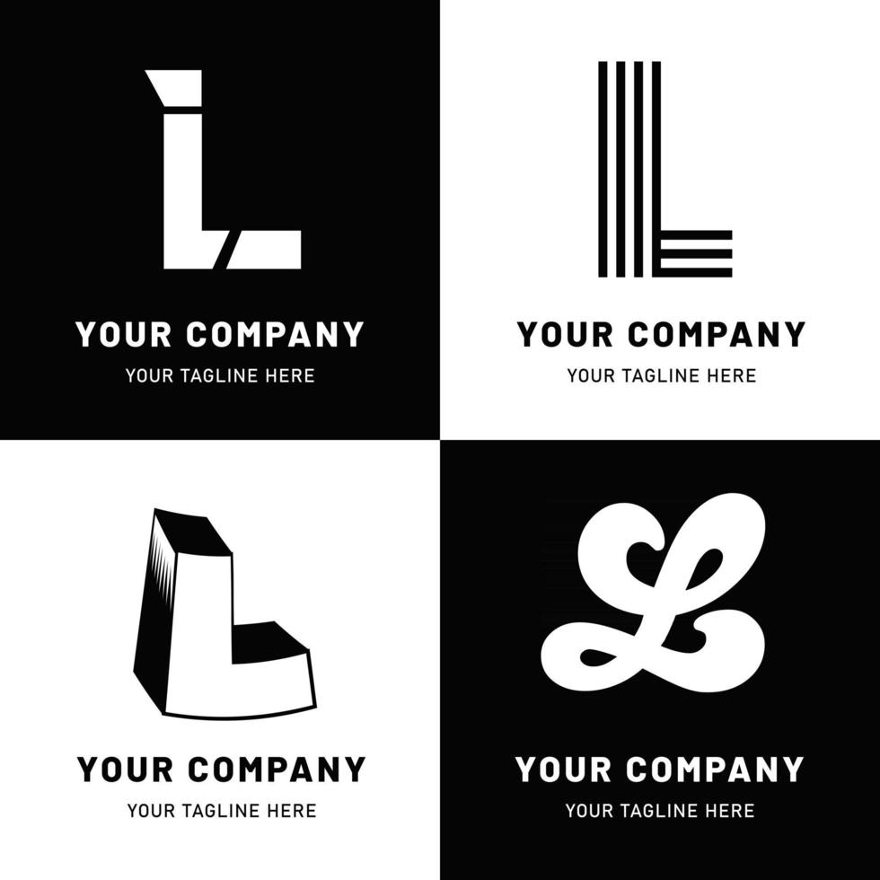 Black and White Letter L Logo Set vector