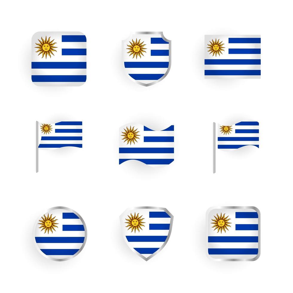 conjunto de iconos de bandera de uruguay vector