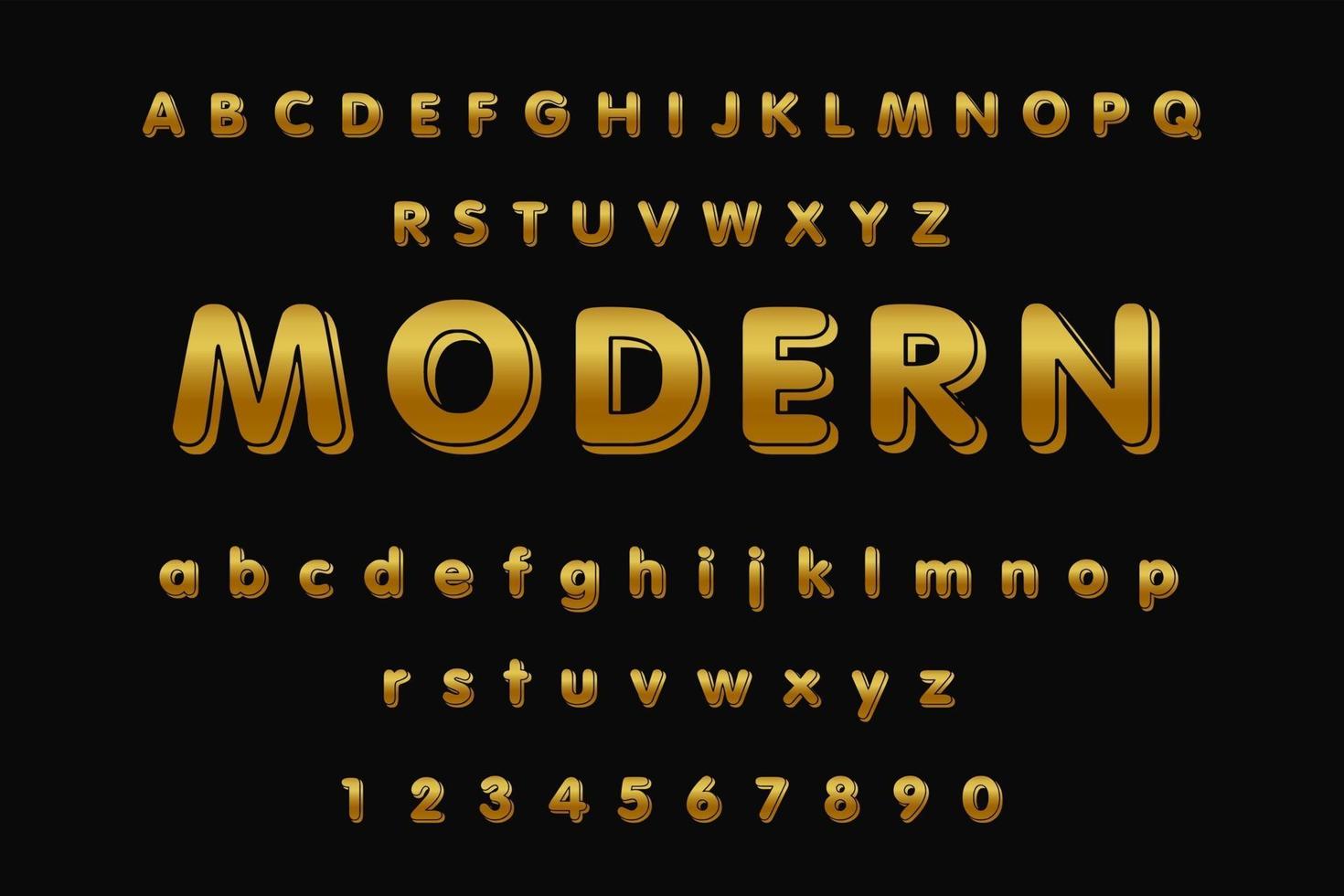 Golden 3D Alphabet Font A to Z vector