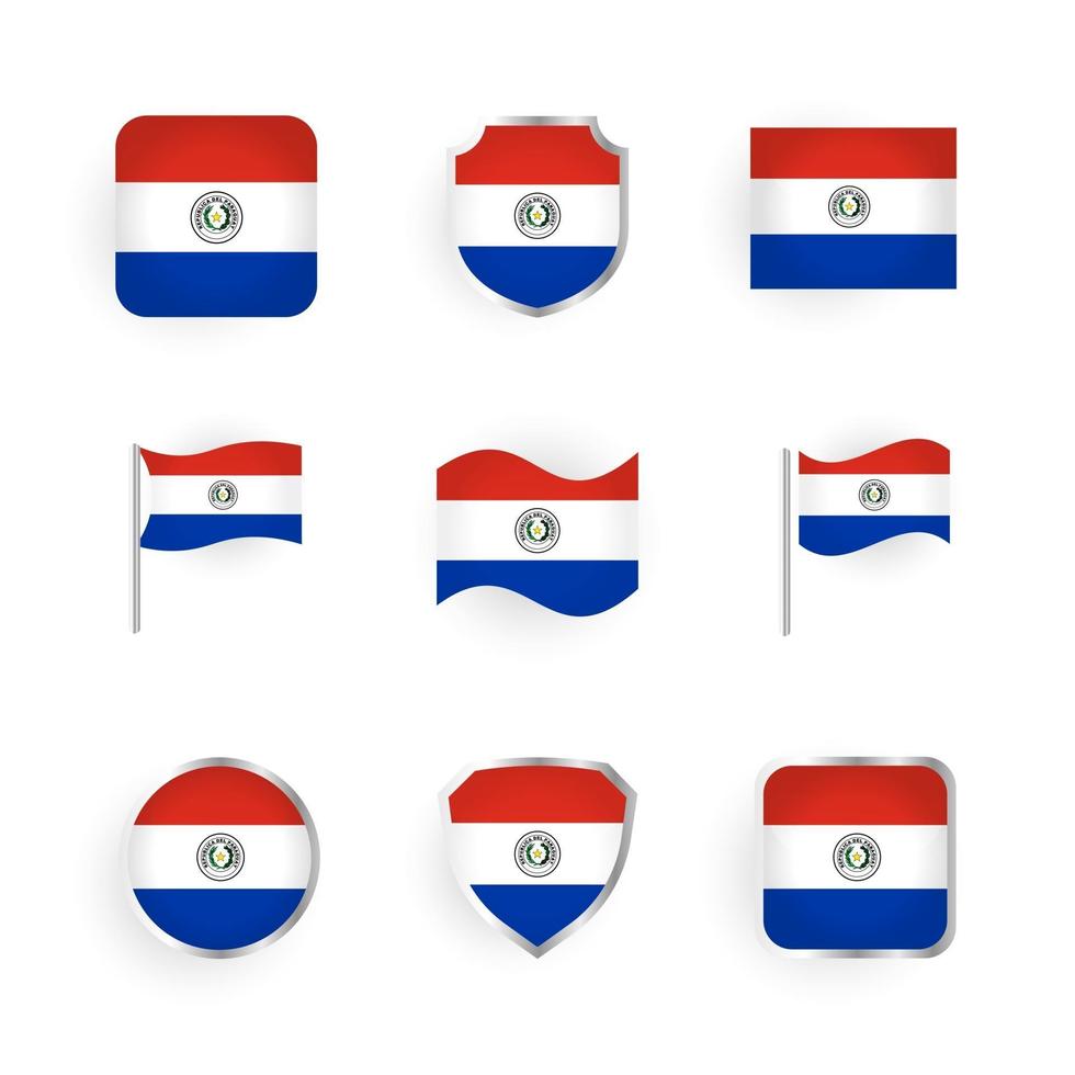 conjunto de iconos de bandera de paraguay vector