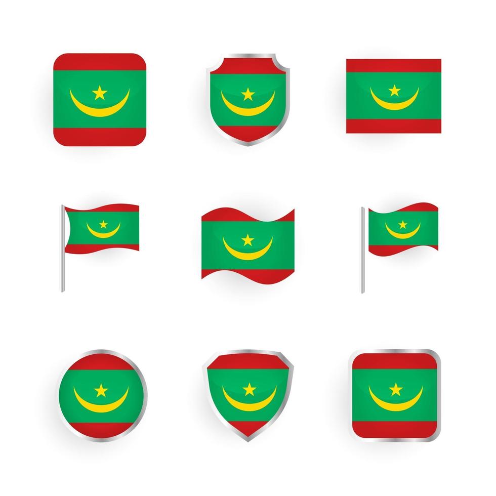 Mauritania Flag Icons Set vector