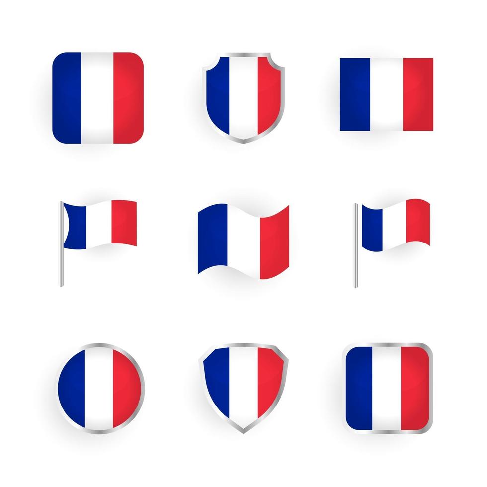 conjunto de iconos de bandera de francia vector