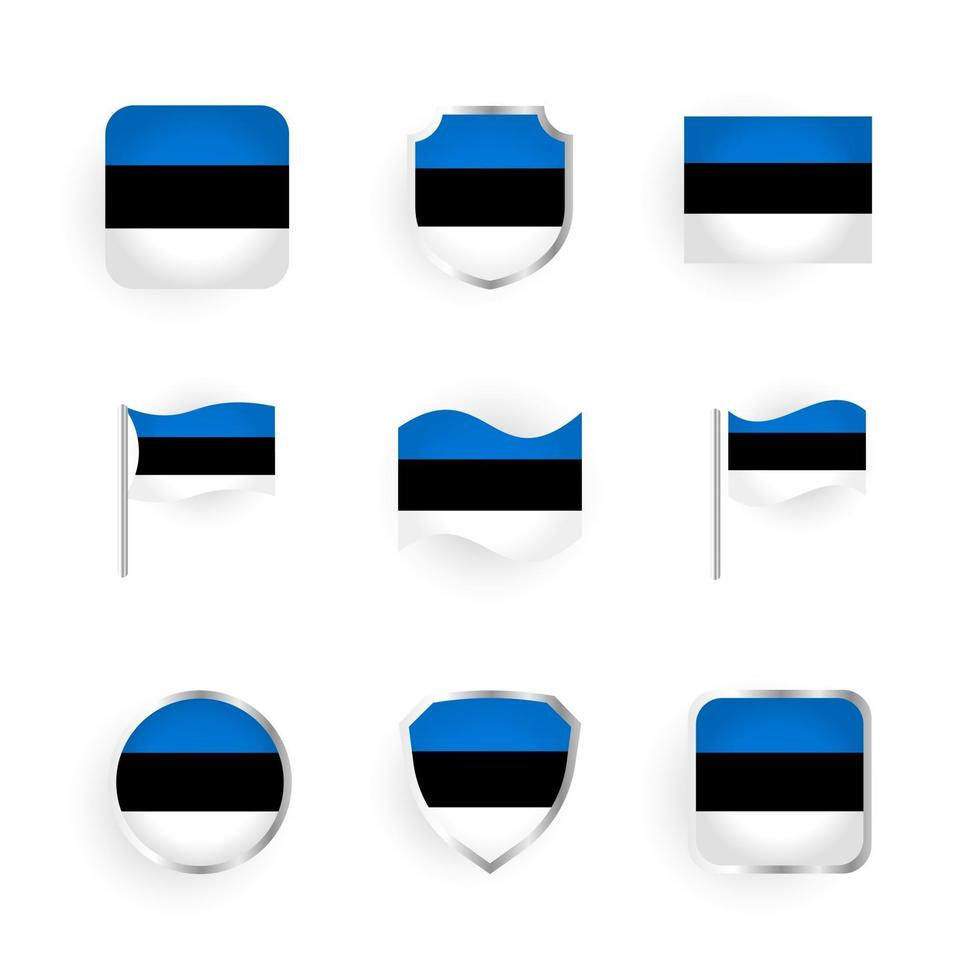 Conjunto de iconos de bandera de Estonia vector