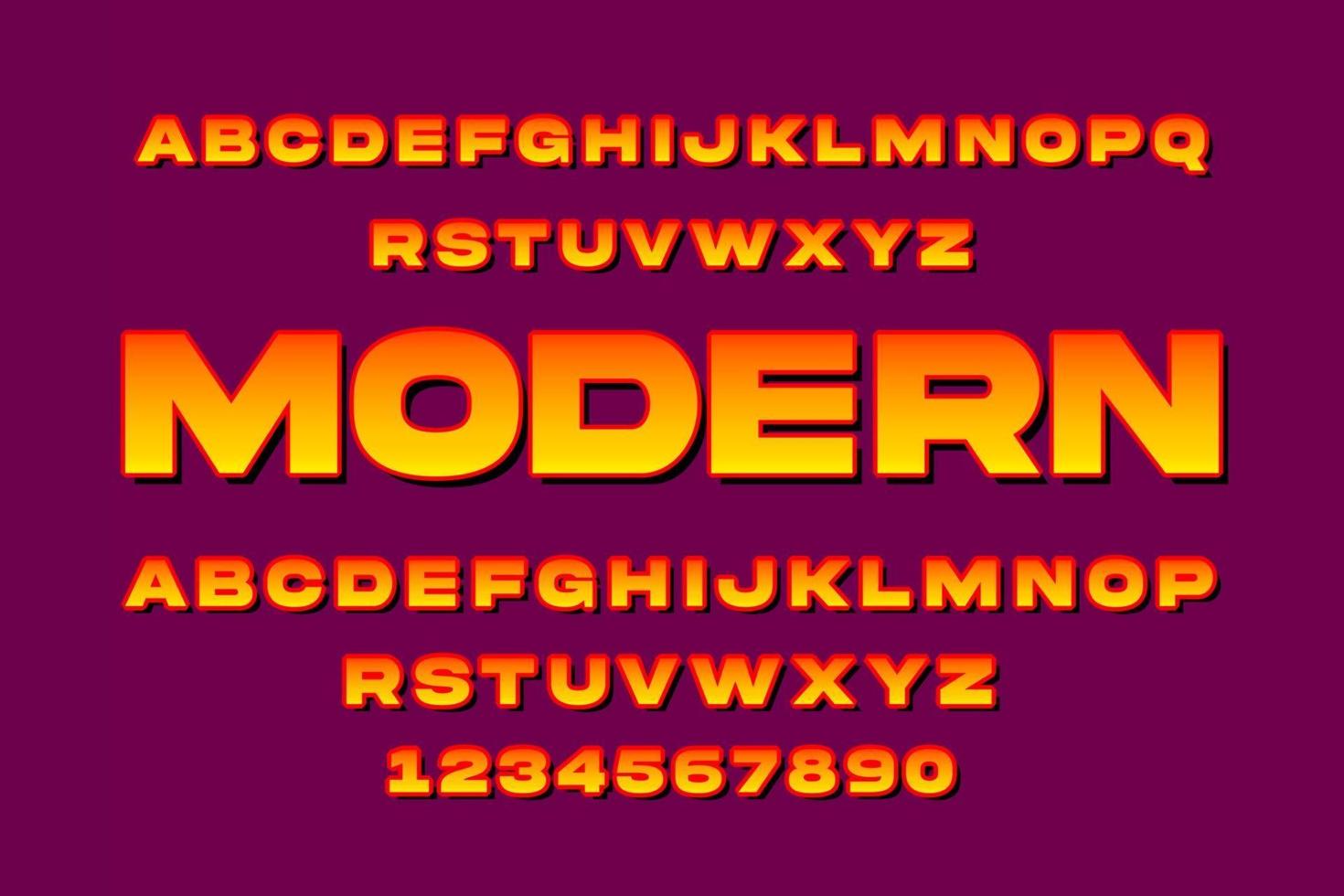 Gradient Modern Alphabet Font A to Z vector