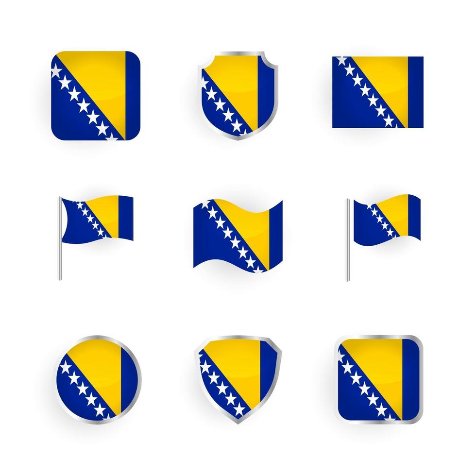 Conjunto de iconos de bandera de Bosnia y Herzegovina vector