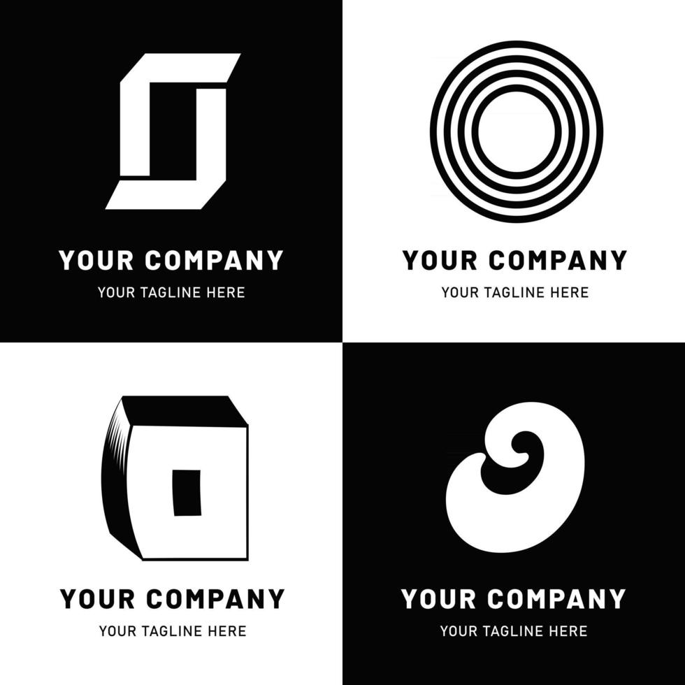 conjunto de logotipo de letra o en blanco y negro vector