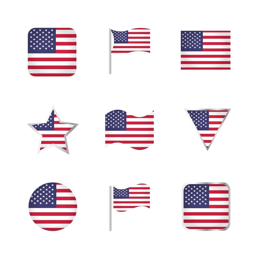 conjunto de iconos de bandera de Estados Unidos vector