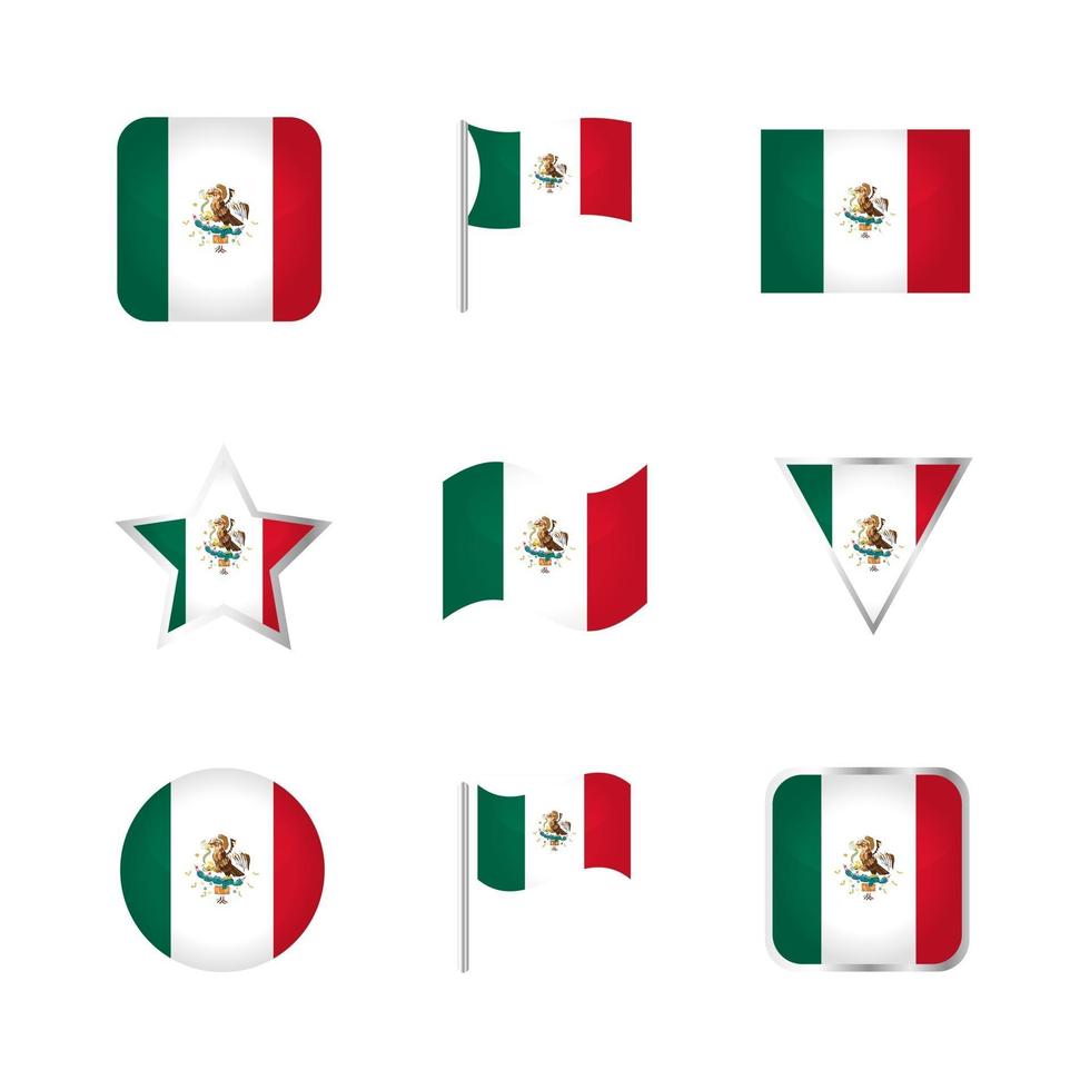 conjunto de iconos de la bandera de méxico vector