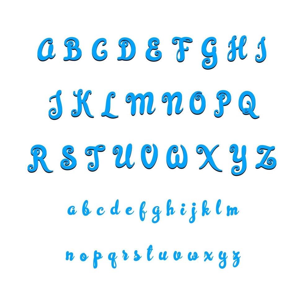 Modern Curly Alphabet Font A to Z vector