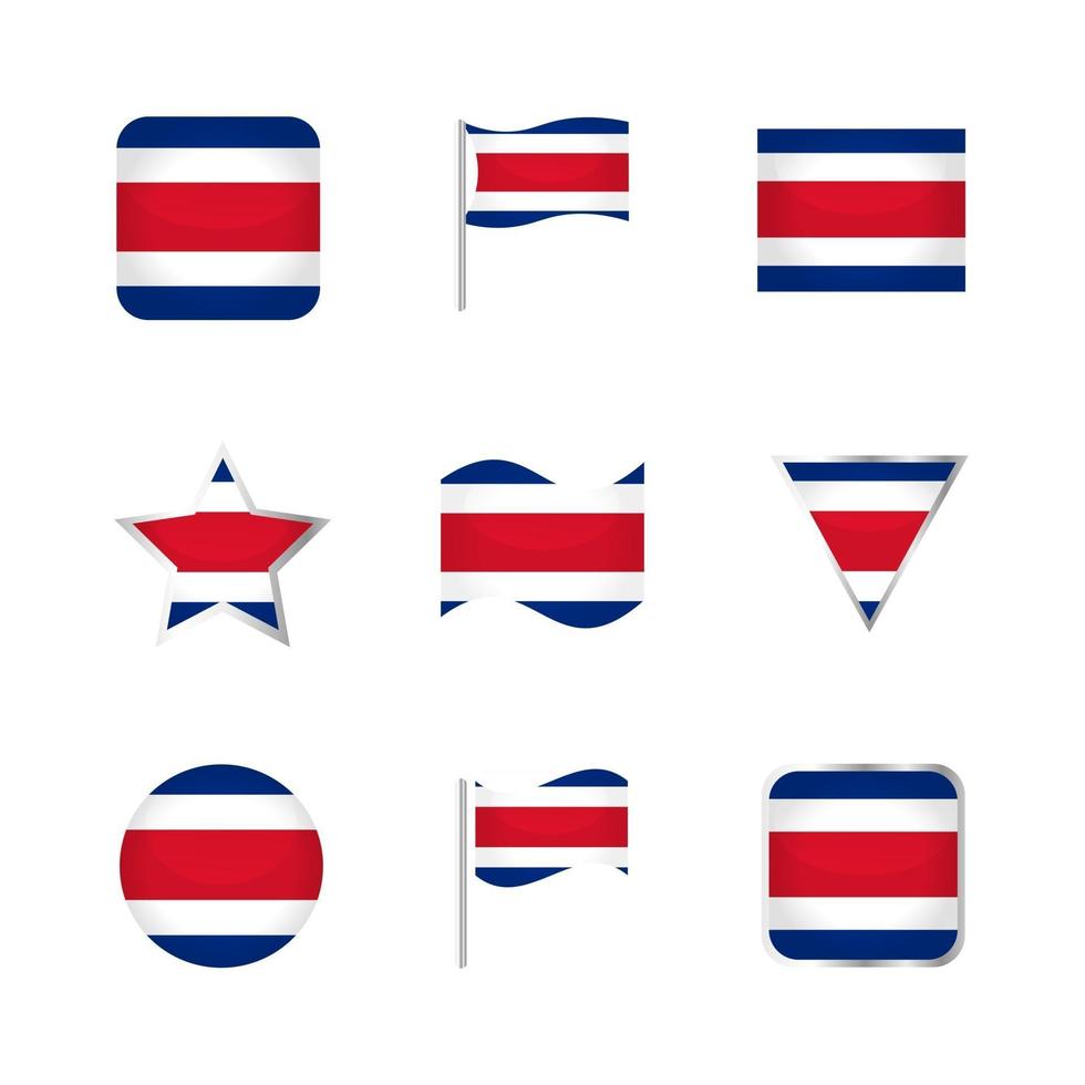 conjunto de iconos de bandera de costa rica vector