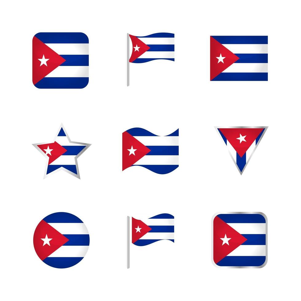 conjunto de iconos de la bandera de cuba vector