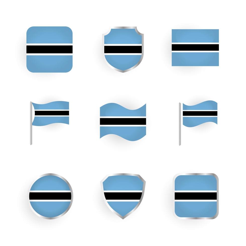 conjunto de iconos de bandera de botswana vector