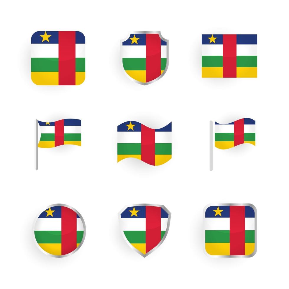 conjunto de iconos de la bandera de la república centroafricana vector