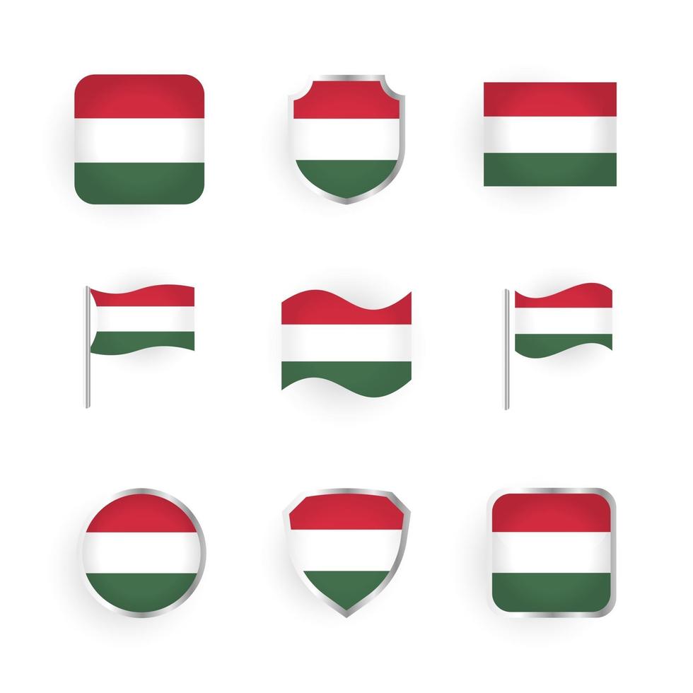 conjunto de iconos de bandera de hungría vector