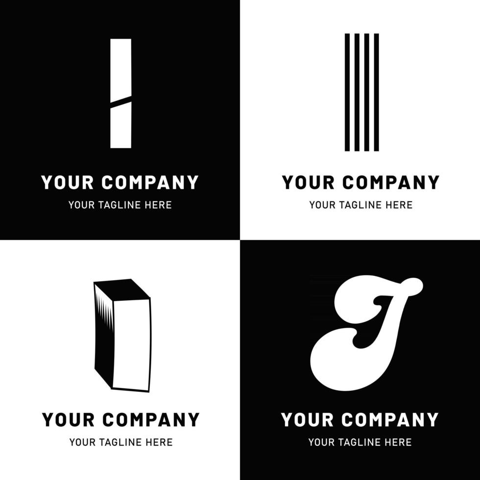 Black and White Letter I Logo Set vector