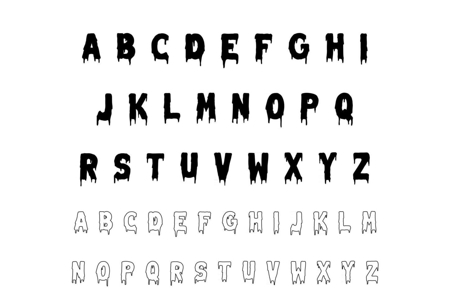 Modern Horror Alphabet Font A to Z vector