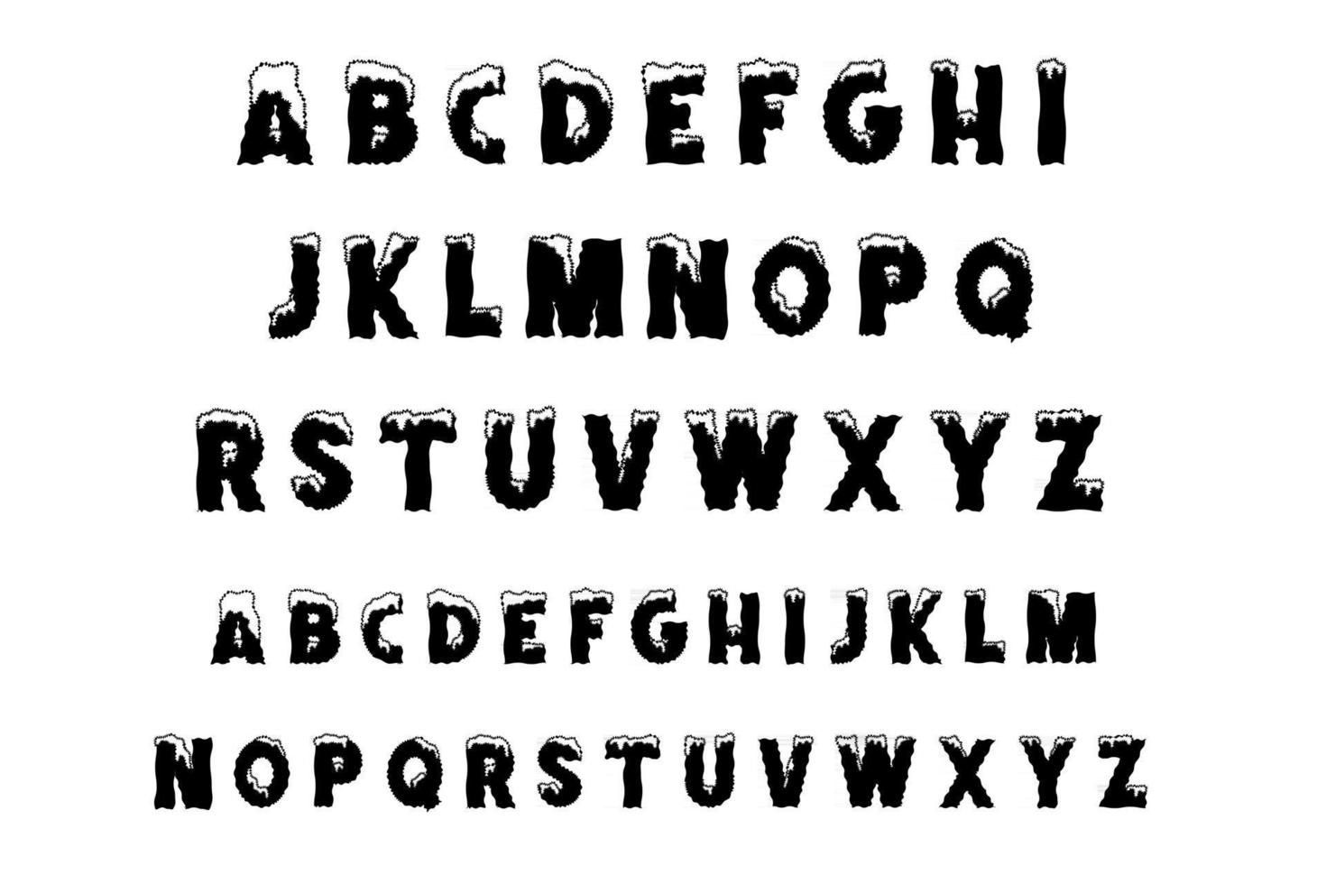 Modern Snowy Alphabet Font A to Z vector