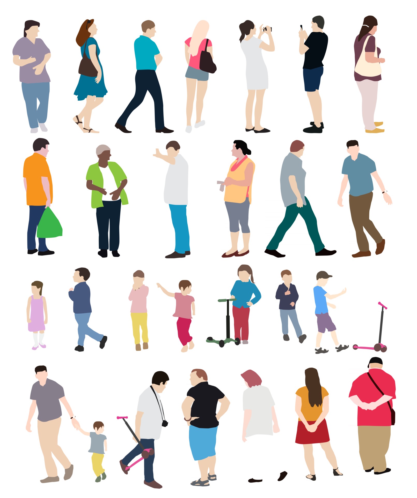 картинки людей занимающихся делом. люди на пляже из картона. Front men вектор. спорт ходьба пешком. Walk set.